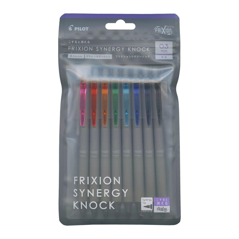 Pilot Ballpoint Pen, Frixion Synergy Knock, 0.3Mm, Set Of 8 Colors, Lfsk138c