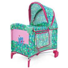 Baby Alive: Deluxe Doll Play Yard - Green, Pink, Hearts - Accessory for Dolls Up to 18", Folding, Wheeled Crib, Adjustable Canopy, Kids Toy, Ages 3+