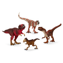 Schleich Dinosaurs - 4 PC Red Dinosaur Playset for Boys and Girls - with T Rex Figure, Allosaurus, Intrepidus and Majungasaurus - Jurassic Era Realist