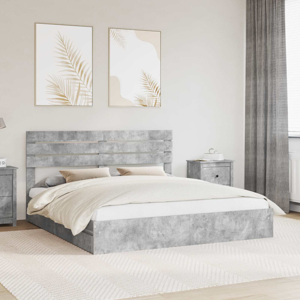 Vidaxl Storage Bed Concrete Grey 200 X 200 Cm Engineered Wood