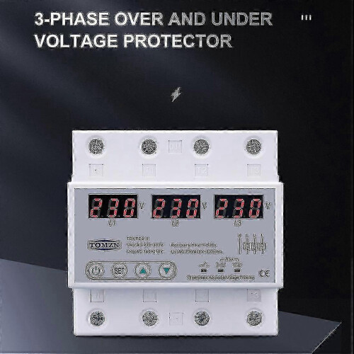 Tomzn Three Phase Adjustable Over And Under Voltage Protector Automatic Recovery Protective Device -q