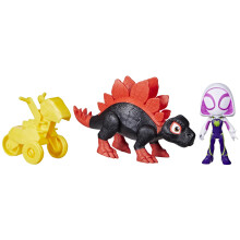 Spidey y sus Amigos Increíbles Marvel Dino-Webs Dino Spin & Ghost-Spider Figura de Acción de 10 cm