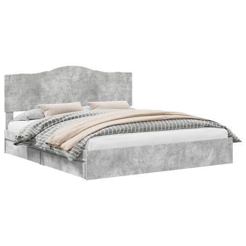 VidaXL vidaXL Storage Bed Concrete Grey 200 x 200 cm Engineered Wood 1
