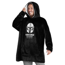 Disney Baby Yoda Star Wars Valentines Day Gifts for Men, Husband Fleece Blanket Hoodie for Teens, Wearable Blanket with Hood (Black)