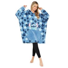 Disney Stitch Eeyore Oversized Wearable Blanket Hoodie Kvinna Sherpa Fleece (Blå Tropisk)