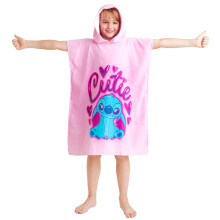 Disney Stitch Bath Towel with Hood for Kids Teenagers Absorbent Cozy Poncho Hooded Beach Towel Wrap for Beach Pool Swimming Bath Vacation Essentials (