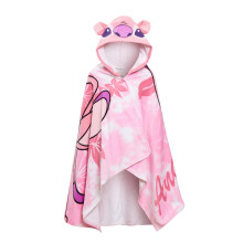 Disney Stitch Angel Hooded Towel for Girls Poncho 100% Cotton Kids Bath Towel Beach Towel Swimming Wrap Kids Changing Robe