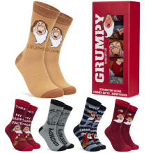 Set de Calcetines Disney Grumpy para Hombre, 5 Pairs, Regalo en Caja, 8/13 US, Rojo Grumpy