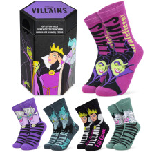 Disney Socks, Pack of 5 Soft Breathable Crew Character Socks for Lounging, Gifts for Women, Wife, Girlfriend (5/10 US, Multi Villains)