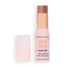 Revolution, Skin Silk Glow Tint Barra de Base, Cobertura Ligera y Construible para Piel, Vegana y Cruelty-Free, Tan Cool, 0.28 oz