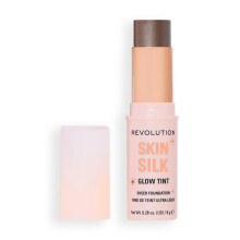 Revolution, Skin Silk Glow Tint Barra de Base, Cobertura Ligera y Construible, Vegano y Cruelty-Free, Neutral Profundo, 0.28