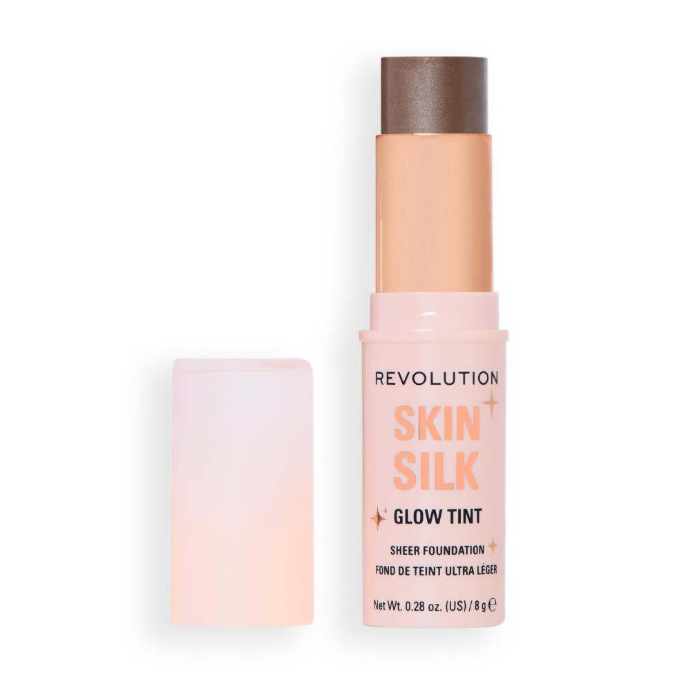 Revolution Beauty London Revolution, Skin Silk Glow Tint Sheer Foundation Stick, Sheer-Light Coverage & Buildable For Even Complexion, Vegan & Cruelty-Free, Deep Neutral, 0.28