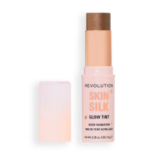 Revolution, Skin Silk Glow Tint Foundation Stick, Sheer-Lichte Dekking, Vegan & Dierproefvrij, Dark Neutral Cool