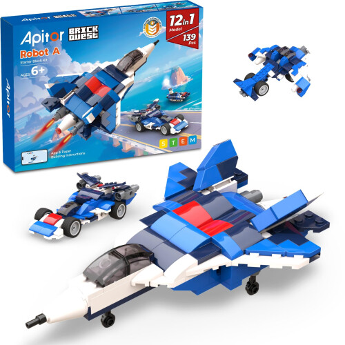 Apitor Kit di Blocchi Edificabili STEM 12-in-1 per Bambini 4-8 Anni | 139 Pcs Giocattolo Creativo