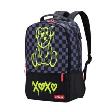 UNIKER Laptopryggsäck med USB-port, Graffiti Ryggsäck för Arbete, Tecknad Skolryggsäck, 15.6 Tum