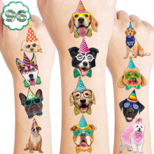 8 Hojas (96PCS) Tatuajes Temporales de Perro Fiesta Suministros Decoraciones Regalos Niños