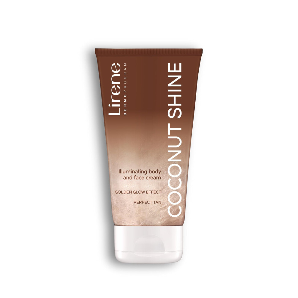 Lirene Coconut Shine Illuminating Body & Face Lotion - Shimmering Golden Glow - Mineral Pigment Highlighter Cream - Hydrating Radiance Moisturiser For
