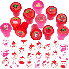 Timbrini Fragola per Bambini, 12PCS Favors Decorazioni Prima Festa Compleanno Tema Fragola