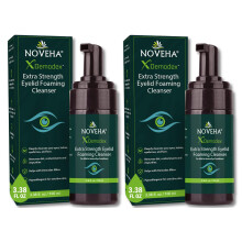 NOVEHA Demodex Eyelid Cleanser Foam | Extra Strength Tea Tree Oil Formula | Daily Face Wash For Eyelash, Demodex, MGD, Stye Eyes, Eye Irritations & Sk