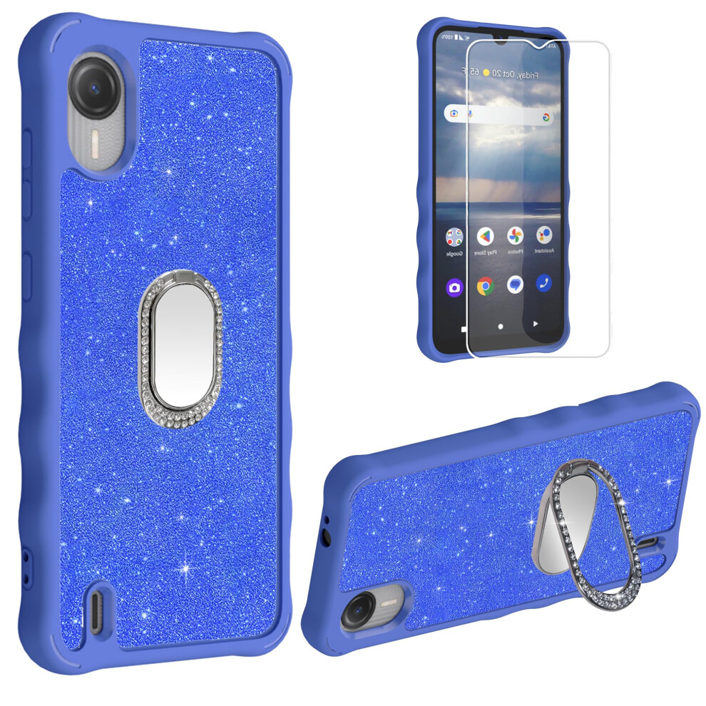 Generic For At&T Att Calypso 4 Case Compatible With Cricket Debut S2 Leather Phone Case Cover [With Tempered Glass Screen Protector] [360 Degree Rotat 5418277690193