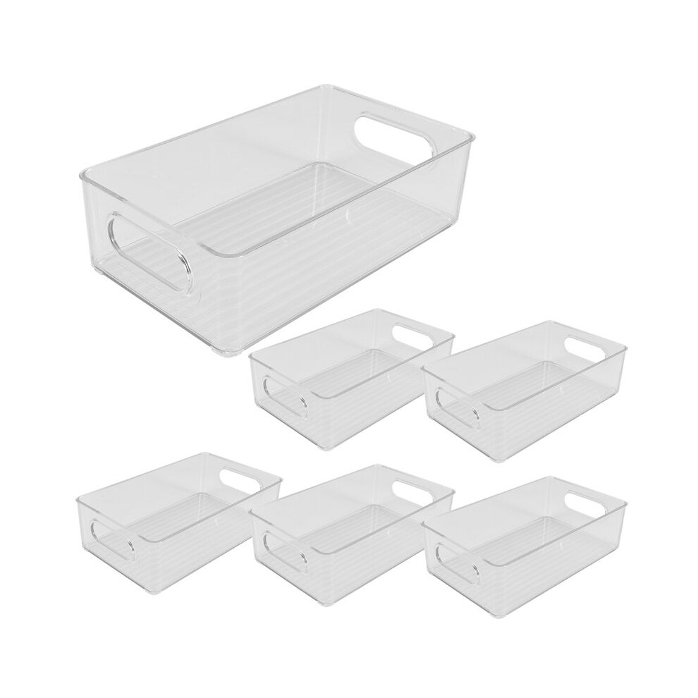 Semoic Fridge Organiser Set Of 6 Stackable Small Fridge Boxes With Handle For Kitchen Pantry Cupboards Shelves