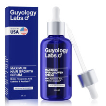 "Guyology Labs Biotin Hair Growth Serum for Men, Women & All Types of Hair - DHT Blocker & Scalp Serum - Hyaluronic Acid, Citrus - Anti Thinning Hair