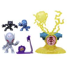 Marvel Stunt Squad Villain Knockdown Playset, Black Panther and Iron Man vs. Ultron, 1.5-Inch Action Figures, Toys for Kids Ages 4 and Up, Large