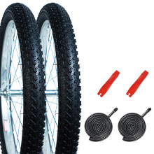 2Pack 20x 2.125(57-406) Mountainbikebanden Vervangsets Plus 2 Fietstubes (met Leakspray) en 2 Bandenhefb