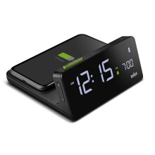 Braun Digital Alarm Clock with VA LCD Display, 10W Qi Wireless Fast-Charging Pad, Automatic Backlight Adjustment, Quick Set, Beep Alarm in Black, Mode