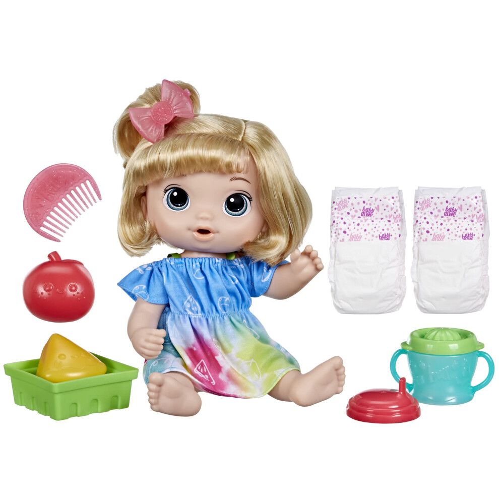 Baby Alive , Doll's Box Fruity Drinks, Apple, Dummy Juicer, Drinks And Wet Her Diaper, From 3 Years Old, Blond Hair