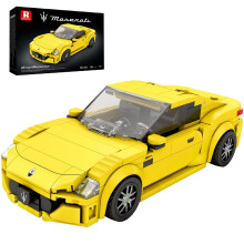 Reobrix Set di Blocchi da Costruzione Auto Sportive Super, Modello Auto Collezionabile per Adulti, Kit Auto Sportive Giallo (384 Pezzi)