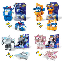 Super Wings 4-Pack 2" Transform-a-Bots, Supercharged Marty, Traver, Golden Girl, Lucie, Giochi per Bambini