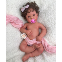 Muñeca de Silicona de Cuerpo Completo de 19 Pulgadas con Pelo, Lifelike Reborn Baby Doll Niña