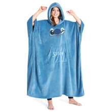 Disney Stitch Blanket Hoodie for Women Teens, Wearable Oversized Fleece Hooded Poncho with Pocket, Cozy Gifts for Women (Blue Long)