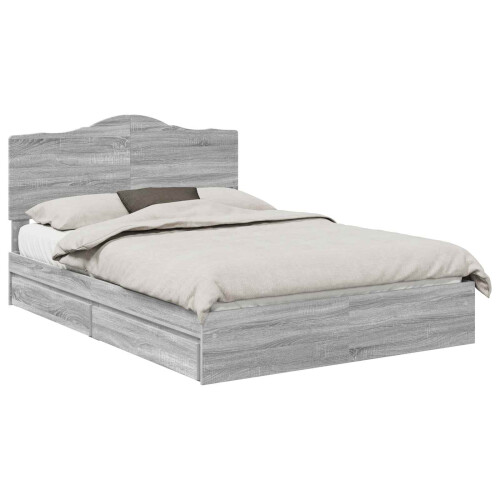 VidaXL vidaXL Storage Bed Grey Sonoma 160 x 200 cm Engineered Wood 1