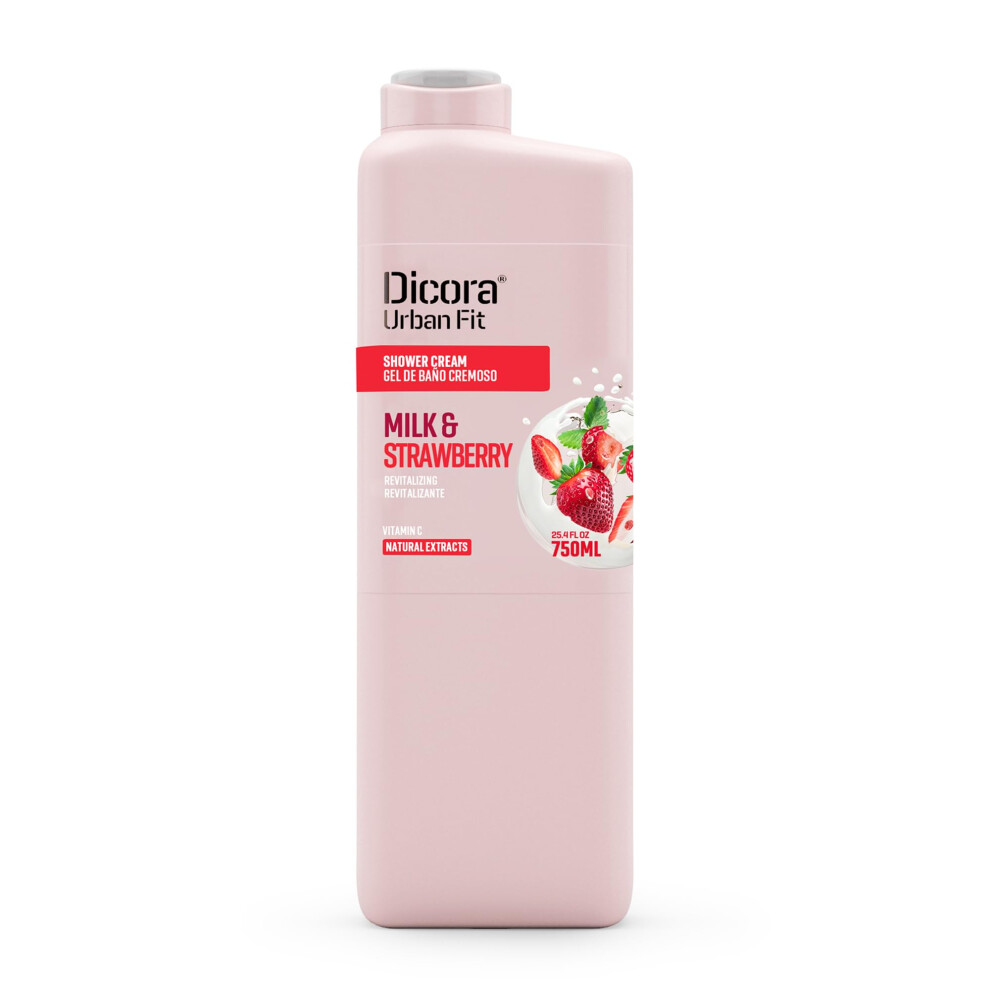 Dicora Urbanfit Dicora Urban Fit Nourishing Shower Gel - Body Wash For Men And Women - Long-Lasting Fruity Fragrance - Gluten Free - Milk And Strawberry - 25.4 Oz