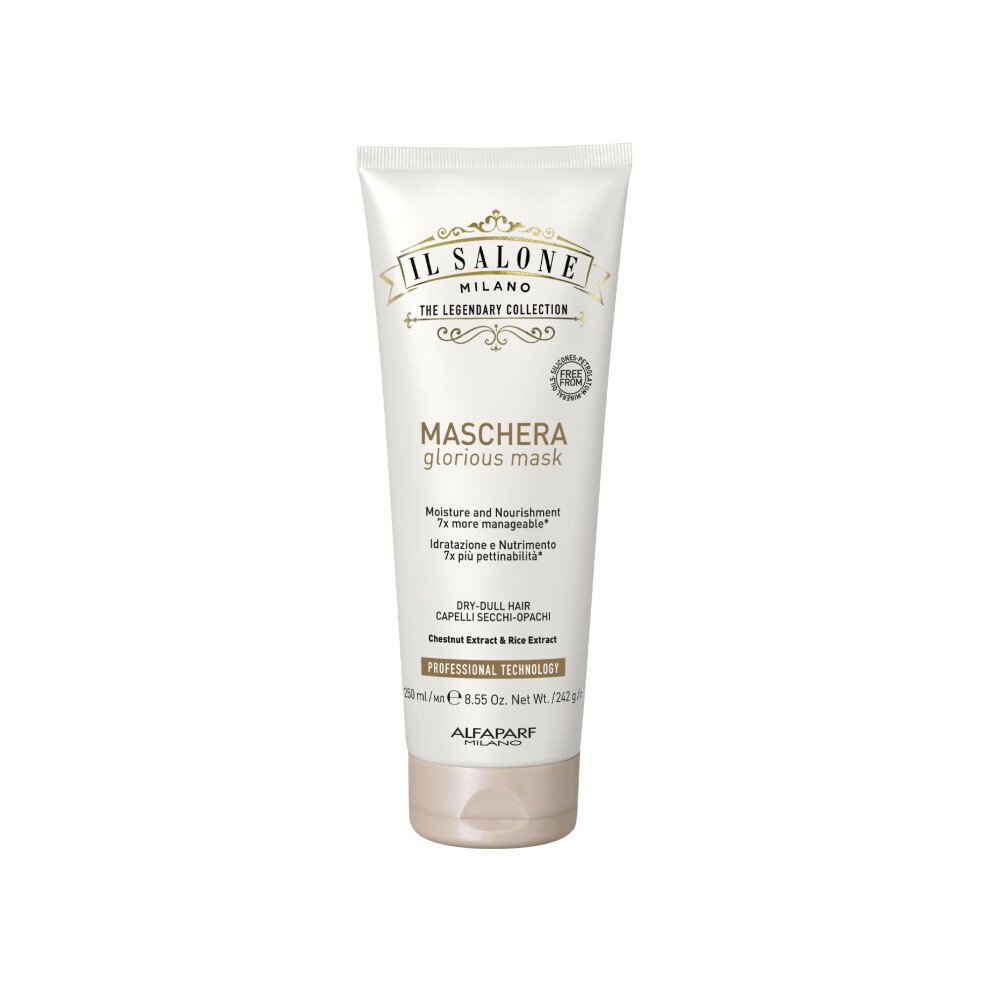 Il Salone Milano Professional Glorious Mask - Hydrating Hair Mask For Dry Hair - Increases Nourishment & Combability With Chestnut Extract & Rice Extr