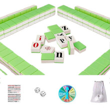 (Green) Alphabet Mahjong Tile Game Set 108 Tiles for Vocabulary Learning Gift