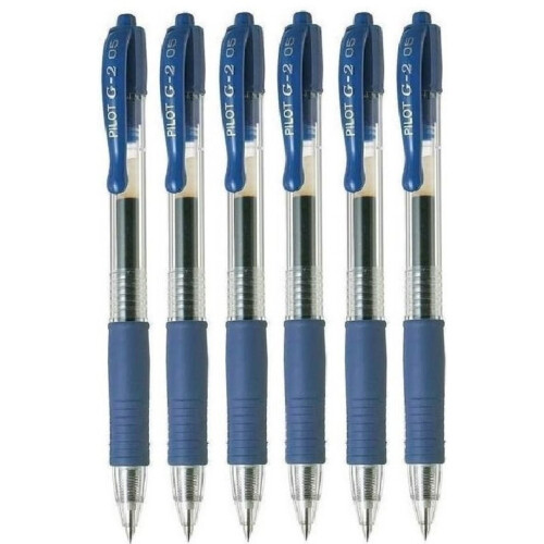 Pilot Pilot G2 Blå Extra Fin Gelbläck 0,5mm Nib Tip (6-pack)