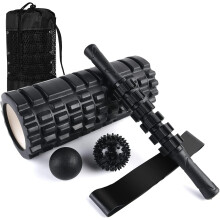 6 i 1 Skumrulle Set, Trigger Point Skumrulle, Yogapinne, Massageboll, Fixeringsboll, Stretchingband