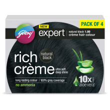 Godrej Expert Rich Crme Color de Cabello Tono - Paquete de 4 (NEGRO NATURAL)