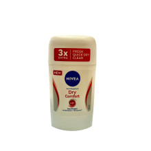 NIVEA Dry Comfort Antiperspirant Deodorant Stick Bundle 2 Pack - Twin Set of 50 ml Sticks with Long-Lasting Dry Freshness and Gentle Skin-Friendly For