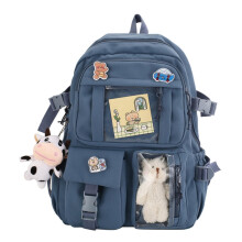srdmuph Kawaii Rugzak met Schattige Accessoires Pin Hanger Laptop Tas Waterdicht Vrouwen (Blauw)