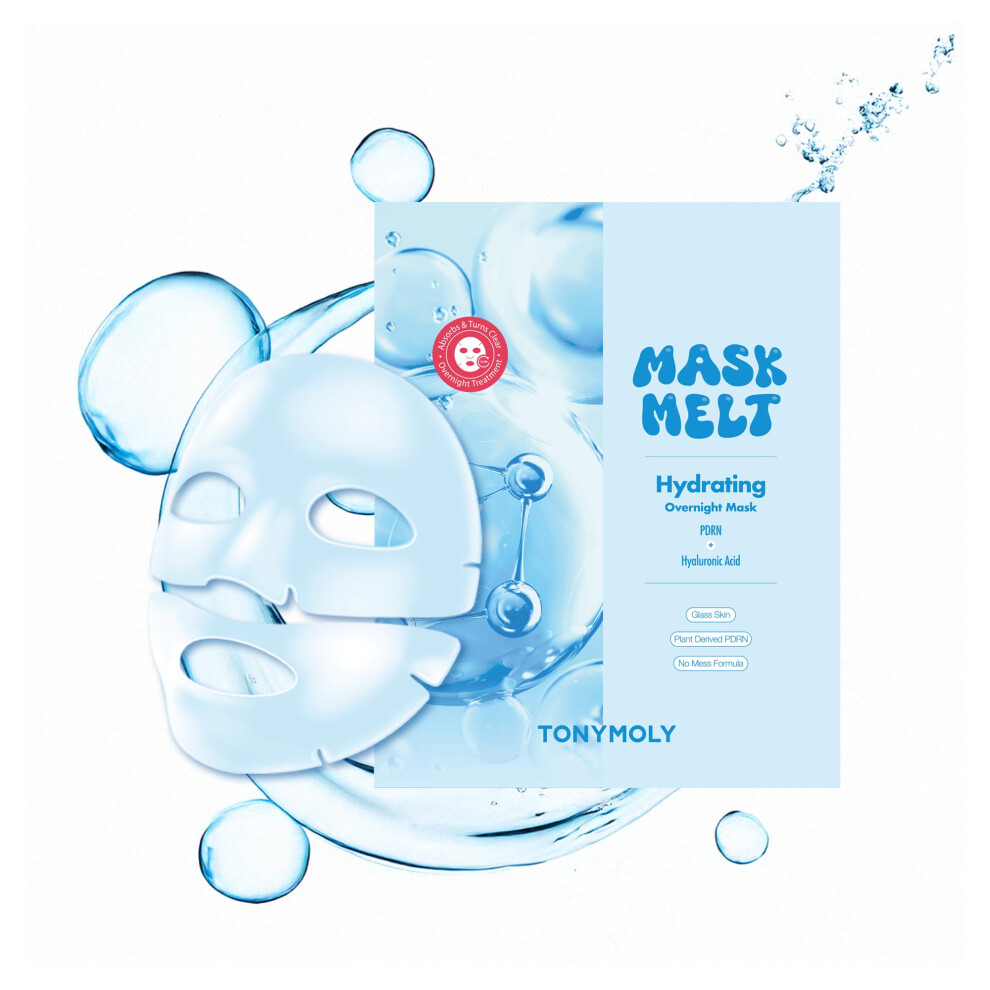 Tonymoly Mask Melt Hydrating Hydrogel Overnight Face Mask - Vegan Banana Pdrn + Hyaluronic Acid - Deep Moisturizing & Skin-Repairing Korean Skincare T