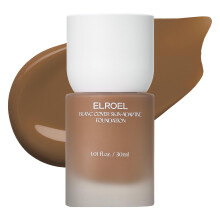 ELROEL Blanc Cover Skin Foundation - K-Beauty Liquid Foundation met Ginseng, Niacinamide & Collageen - Lichtgewicht, Opbouwbaar 24