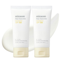 mixsoon Bean Sunscreen 1+1 Bundles-Lightweight Airy Texture SPF 50 Korean Sunscreen for Face, No White Cast, Non-Sticky Stocking Stuffers 100ml / 3.38
