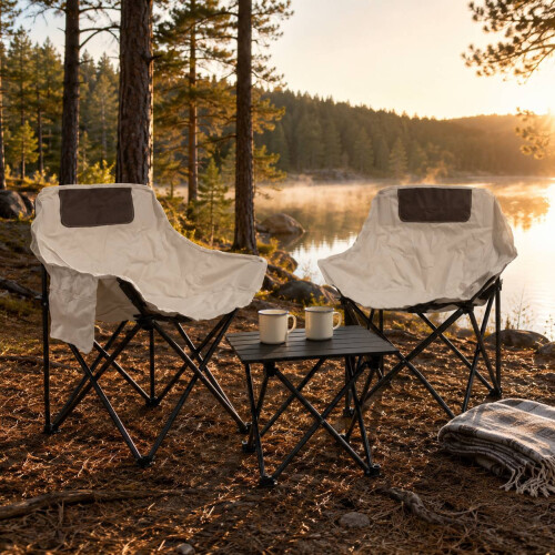 3PC Foldable Collapsible Camping Table Chairs Set 1