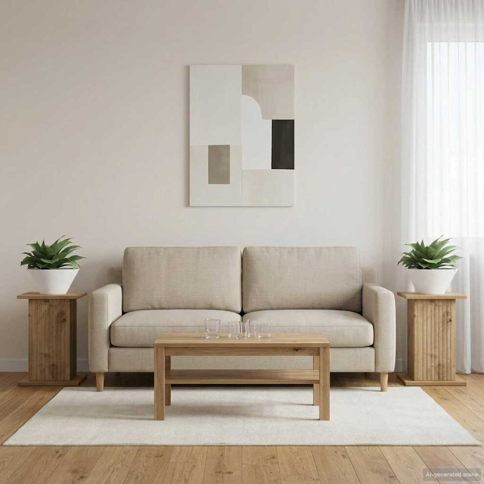 Vidaxl Plant Stand 2 Pcs Artisan Oak 30.5 X 30 X 43 Cm Engineered Wood
