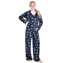 Disney Stitch Girls PJs for Kids Teenagers - 2 Piece Long Girls Pyjamas Breathable Lounge Wear 7-14 - Years Stitch Gifts (Navy, 11-12 Years)