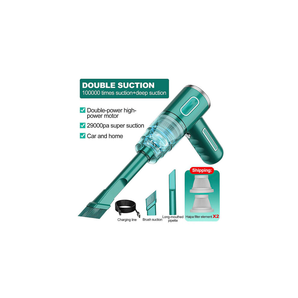 (29000Pa-) 29000Pa Powerful Car Vacuum Cleaner Wet/Dry Cordless Strong Suction Handheld Green 4346118342578